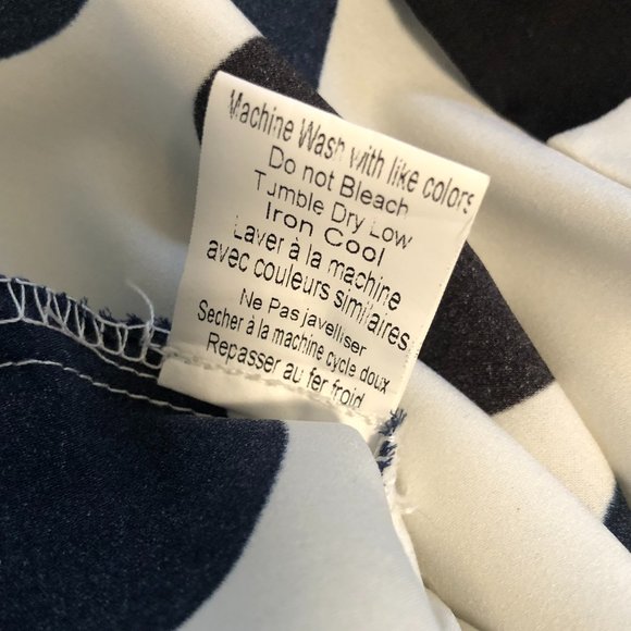 WHITE & BLUE POLKA DOT RUFFLE NECK SLEEVELESS SHIRT - ALICE RITTER BROOKLYN - Picture 7 of 7